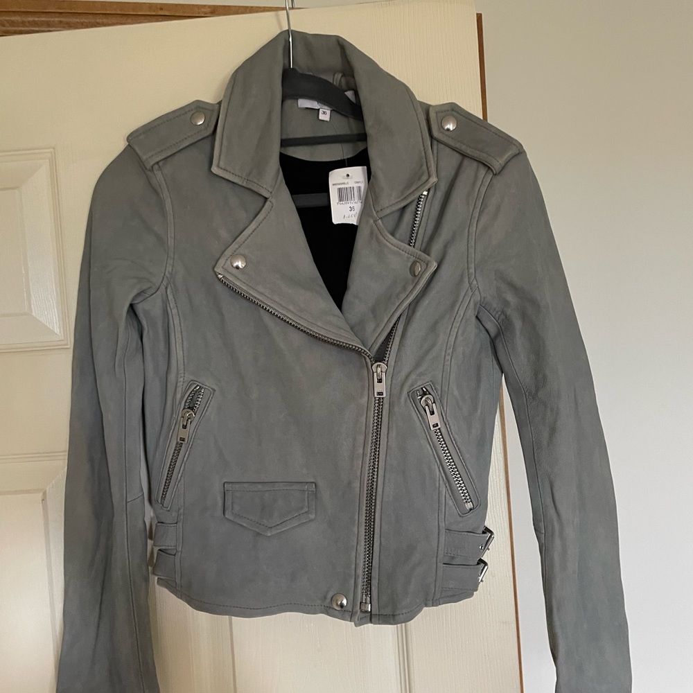 IRO grey leather jacket, brand new